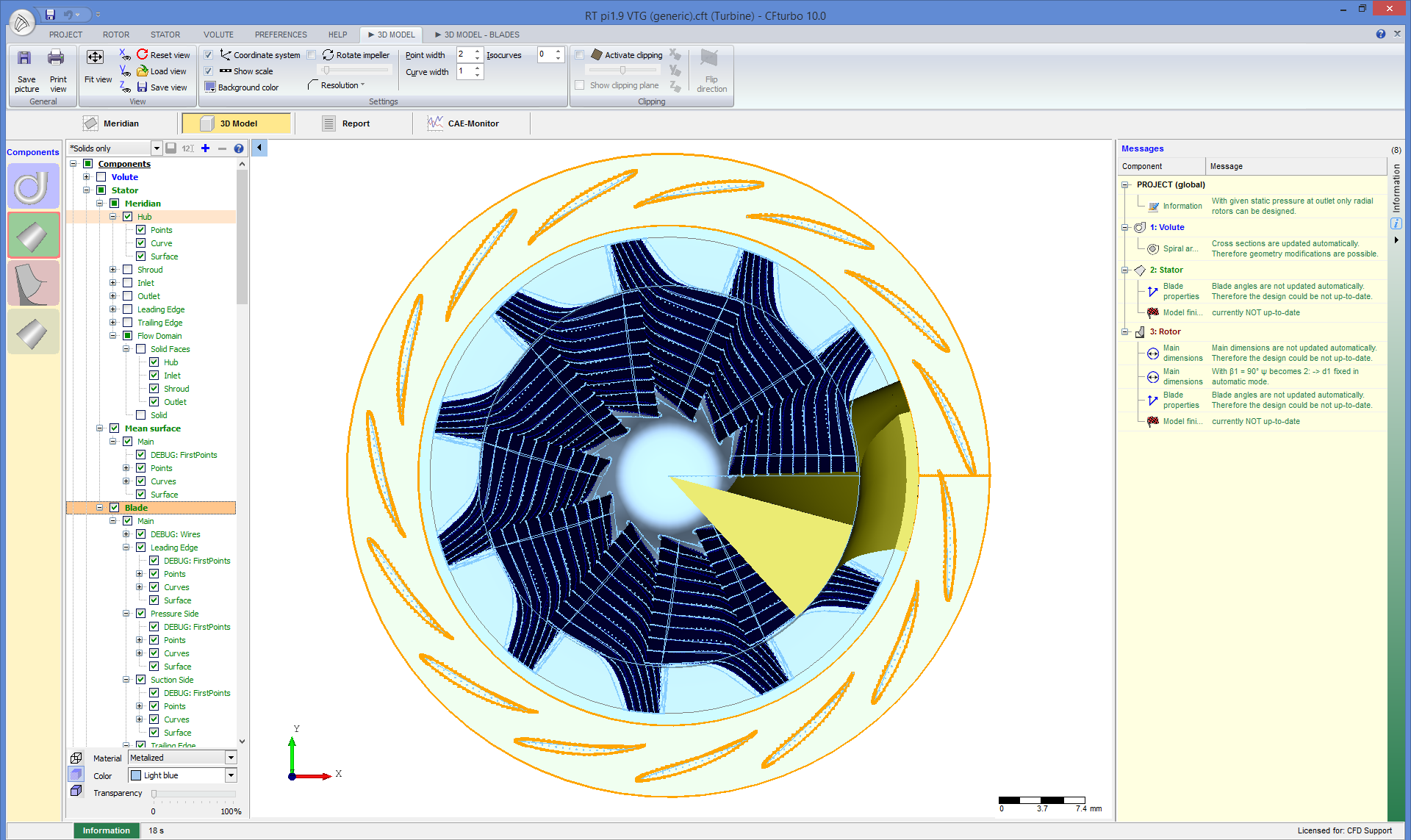 CFturbo centrifugal radial turbine periodic view