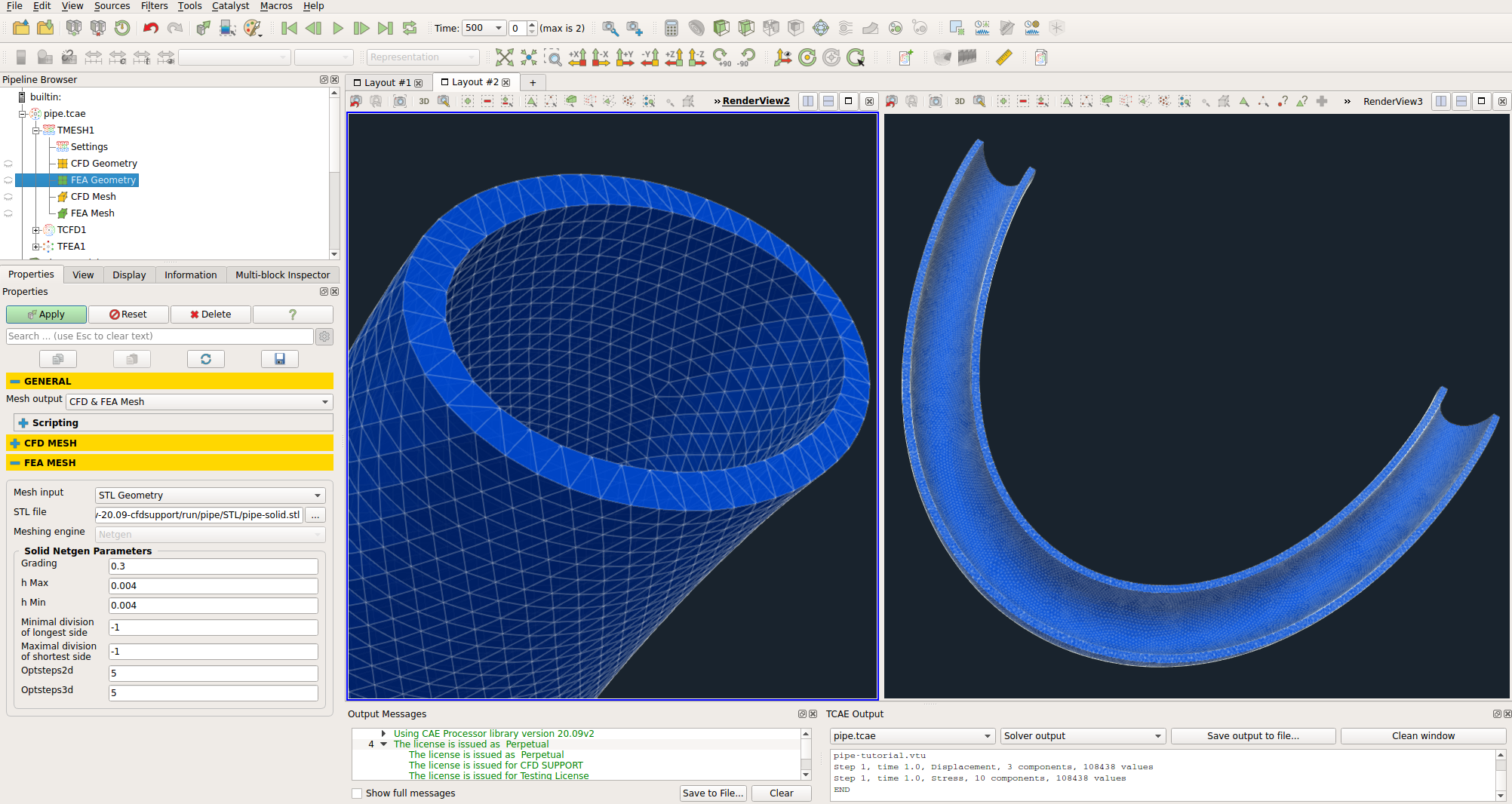TCAE Pipe FEA Mesh GUI Graphical Interface