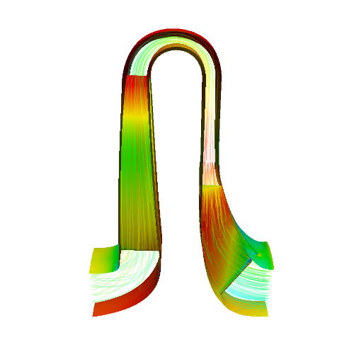 Compressor CFD left view streamtraces velocity
