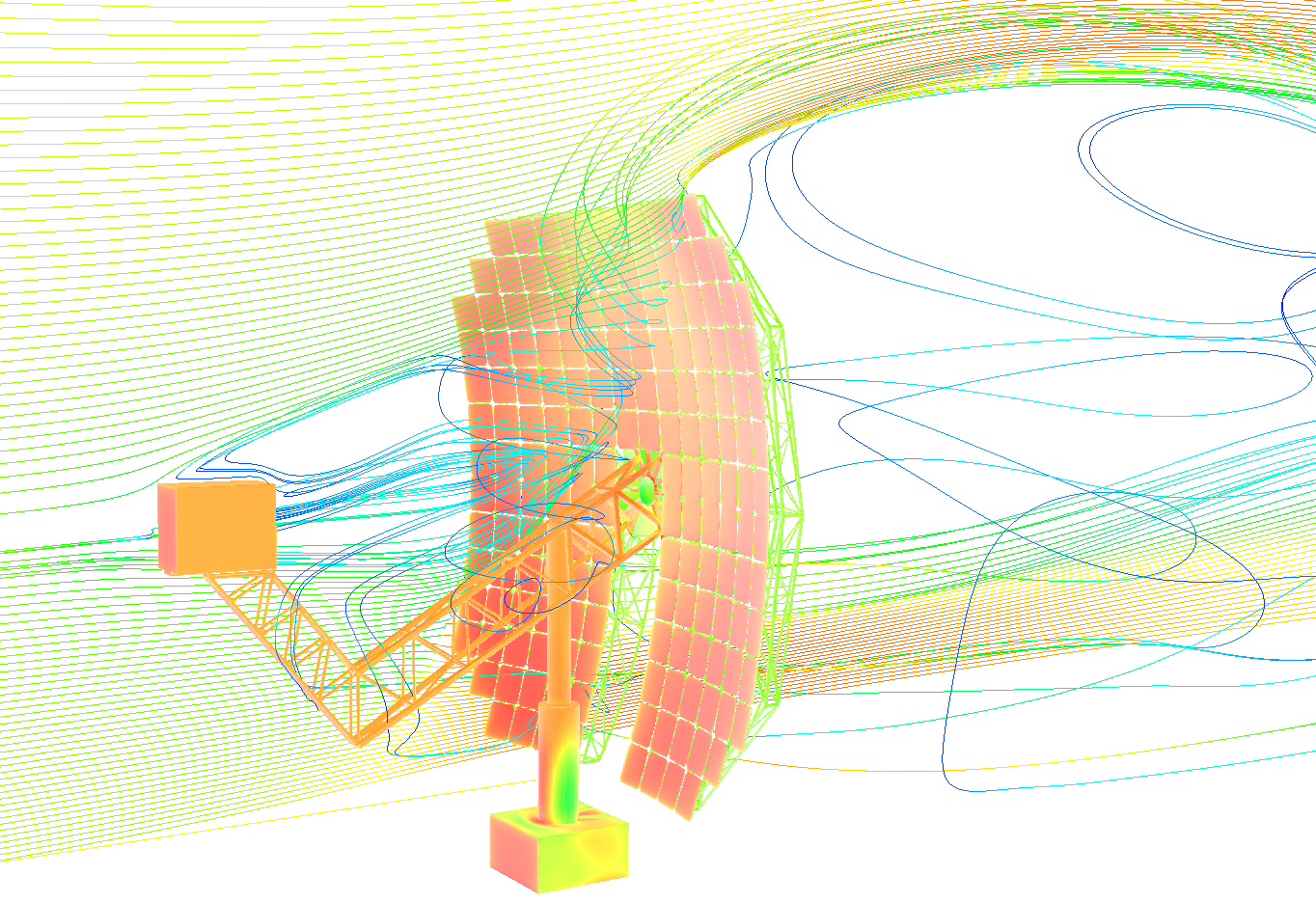 Solar power plant CFD  in wind view 3