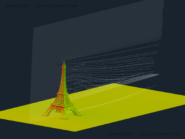 OpenFOAM CFD simulation of axial turbine - velocity streamlines