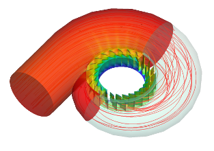 CFD Francis Water Turbine Stay Pressure Velocity Streamtraces