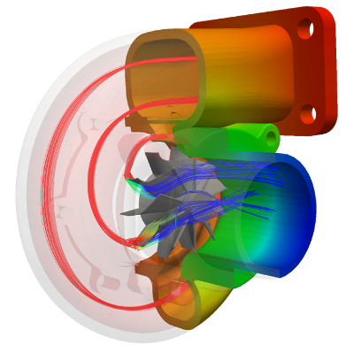 Radial centrifugal turbine CFD OpenFOAM results pressure distribution